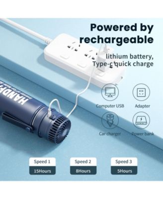 24oz IP67 Vacuum Insulated Water Bottle with Fan , Outdoor Sport Stainless Steel Coffee Tumbler for RV Camper