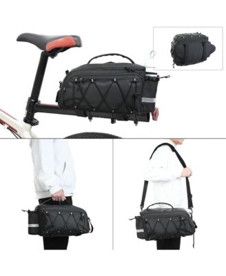 Bike Rack Trunk Bag, 10L Waterproof Bicycle Rear Seat Storage with Side Pockets, Rain Cover and Shoulder Strap for Commuting Travel Cycling