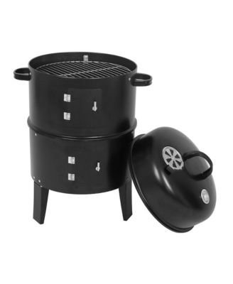 Detachable Vertical Charcoal Smoker - Portable BBQ Grill with Thermometer and Adjustable Air Vent