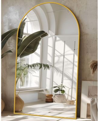 Full Length Mirror, 81"x41" Floor Mirror, Arch Floor Standing Mirror Freestanding for Bedroom, Hanging Mounted for Living Room Cloakroom, Gold