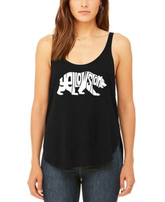 Women's Yellowstone Bear Premium Word Art Flowy Tank Top