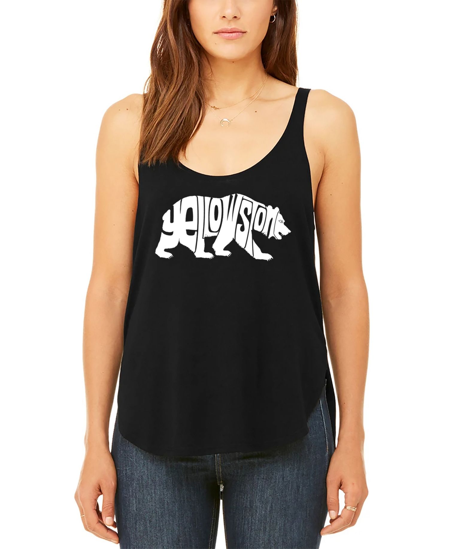 Women's Yellowstone Bear Premium Word Art Flowy Tank Top