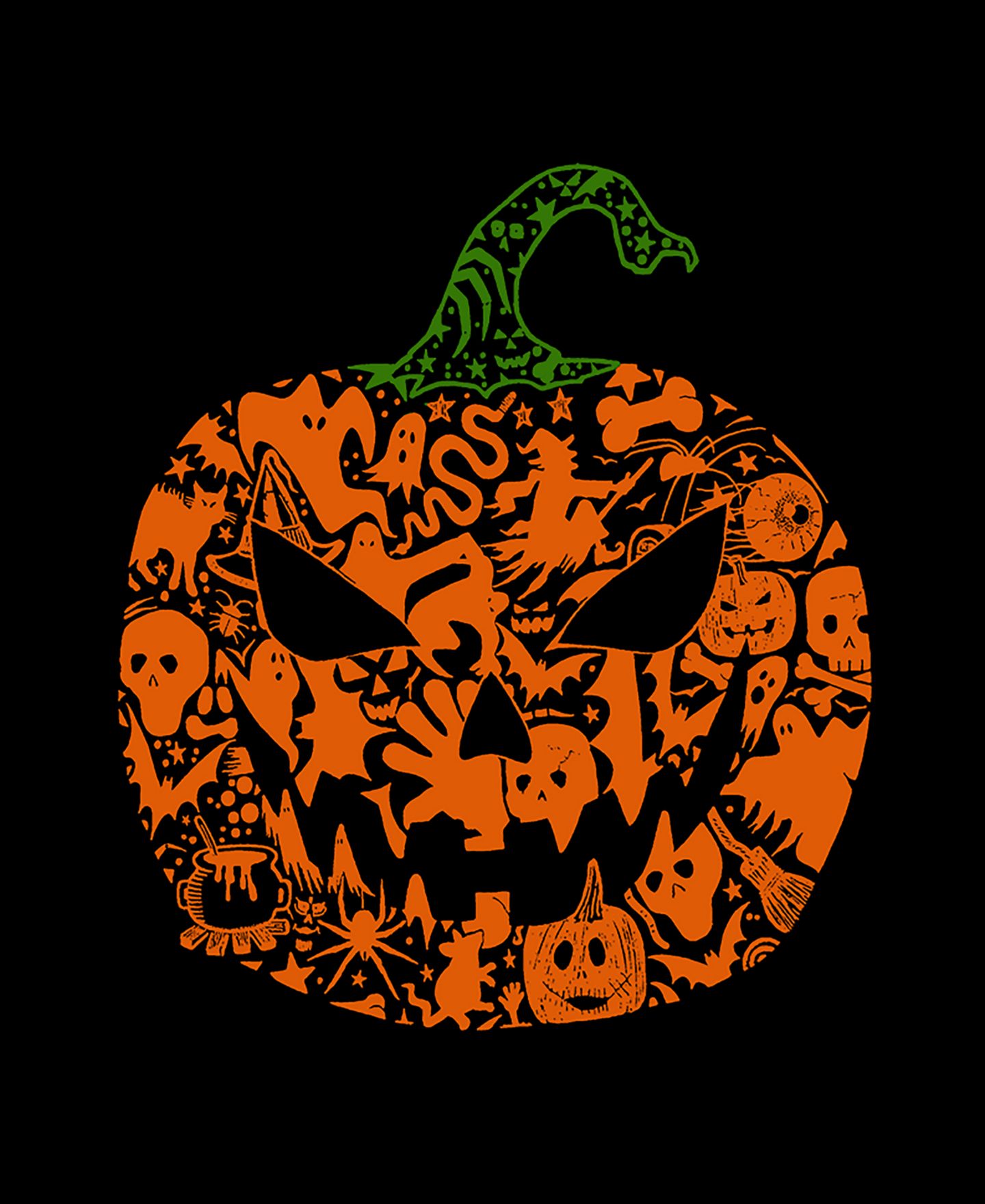 Женский топ LA Pop Art Halloween Pumpkin Premium Word Art Flowy, цвет: Чёрный — фото 3