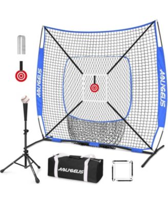 Baseball Softball Practice Net,Pitching Net,Batting Net,with Baseball Tee,Bonus Strike Zone,Target and Bow Frame,for Hitting,Pitching