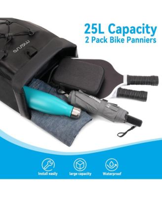 Waterproof Bike Panniers 2 Pack 25L Rear Rack Saddle Bags TPU Bicycle Storage Trunk Bag for Commuting Touring Road Mountain Cycling