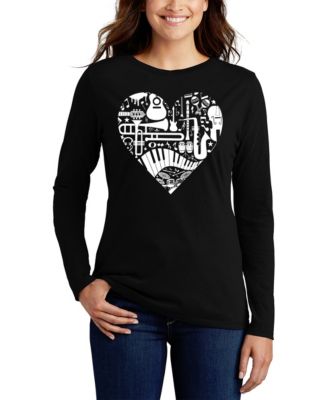 Women's Musical Instrument Heart Word Art Flowy T-Shirt