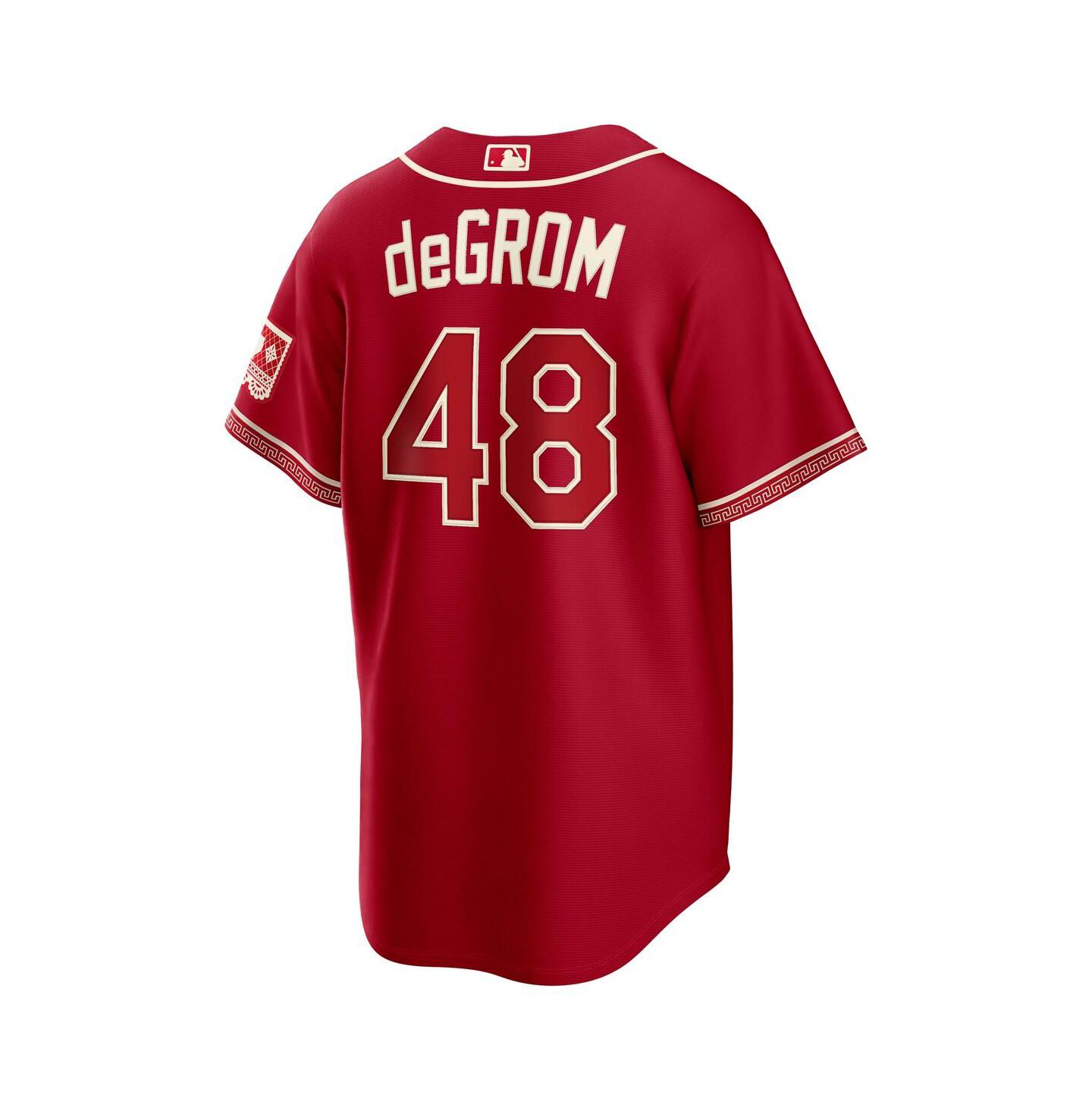 Мужской топ Nike Jacob DeGrom Red Texas Rangers 2026 City Connect Stadium Jersey — фото 3