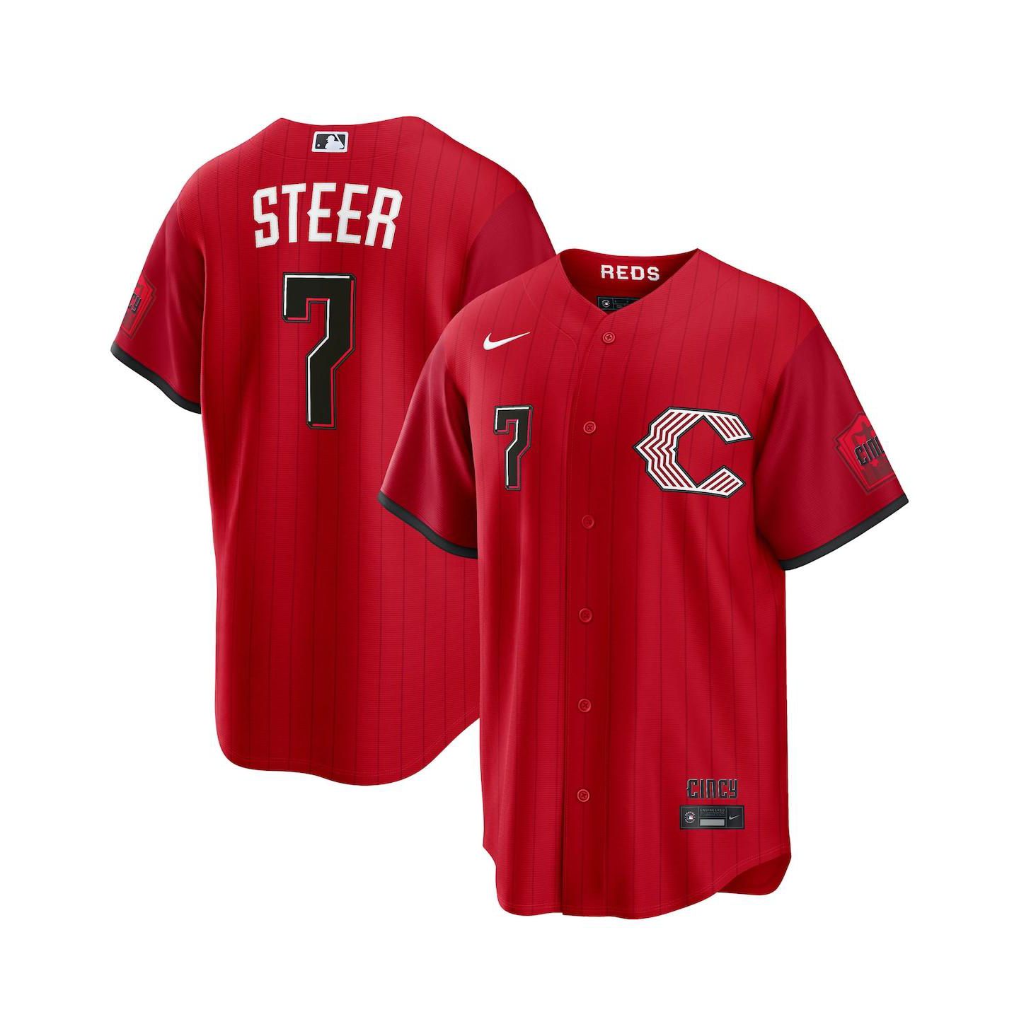Мужской топ Nike Spencer Steer Red Cincinnati Reds 2026 City Connect Stadium Jersey — фото 1