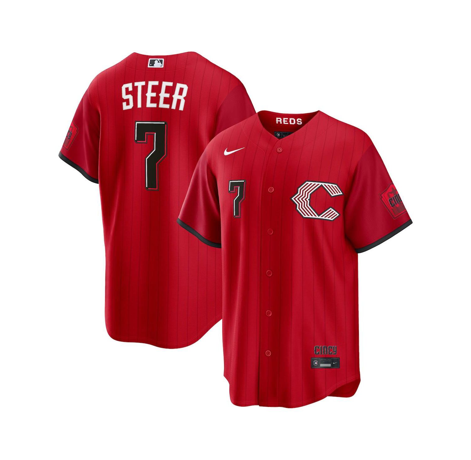 Men's Spencer Steer Red Cincinnati Reds 2026 City Connect Stadium Jersey