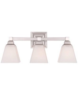 Mencino-Opal Wall Mount Light Satin Nickel Silver Metal Hardwired 20" Wide 3-Light Fixture Etched White Glass Shade for Bathroom Vanity Mirror House Home Room Decor - Regency Hill