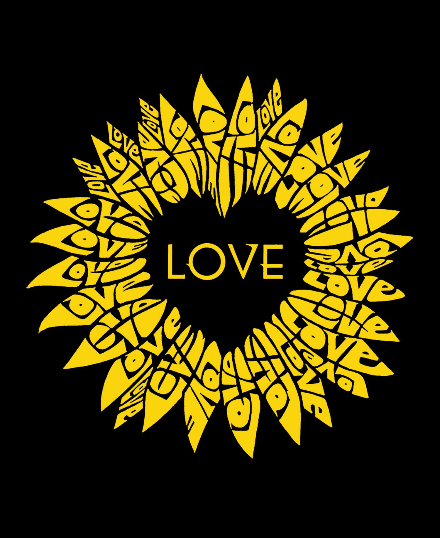 Women's Sunflower Love Word Art V-Neck T-Shirt