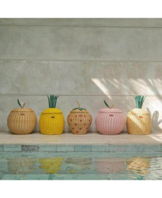 Apple Handcrafted Rattan Storage Basket with fabric lining - Wicker Natural, Medium