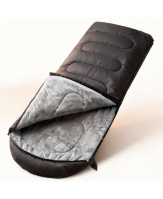 Sleeping Bag Plush Fleece Cold Weather Waterproof Portable Camping Hiking