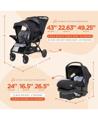 Sit N' Stand Double Stroller with EZ-Lift Car Seat (2 Pack), Stormy