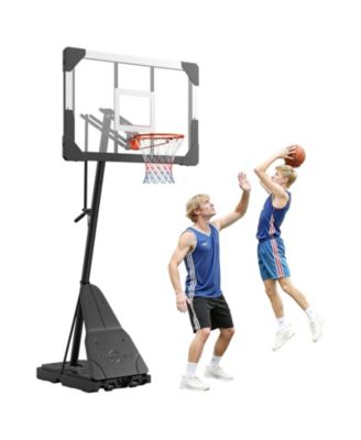 Portable Basketball Hoop, 8.04-10 ft Height Adjustable Stand with 44" PC Backboard, Outdoor/Indoor Goal System
