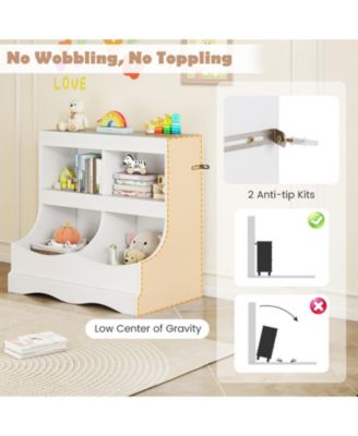 4-Cubby Kids Bookcase and Toy Organizer with Spacious Countertop