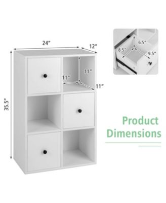 3-Tier Cube Bookshelf with Drawers and Wall Anchor