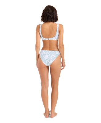 Volcom Womens Printed Scoop Neck Bikini Top Floral Print Full Coverage Bottoms