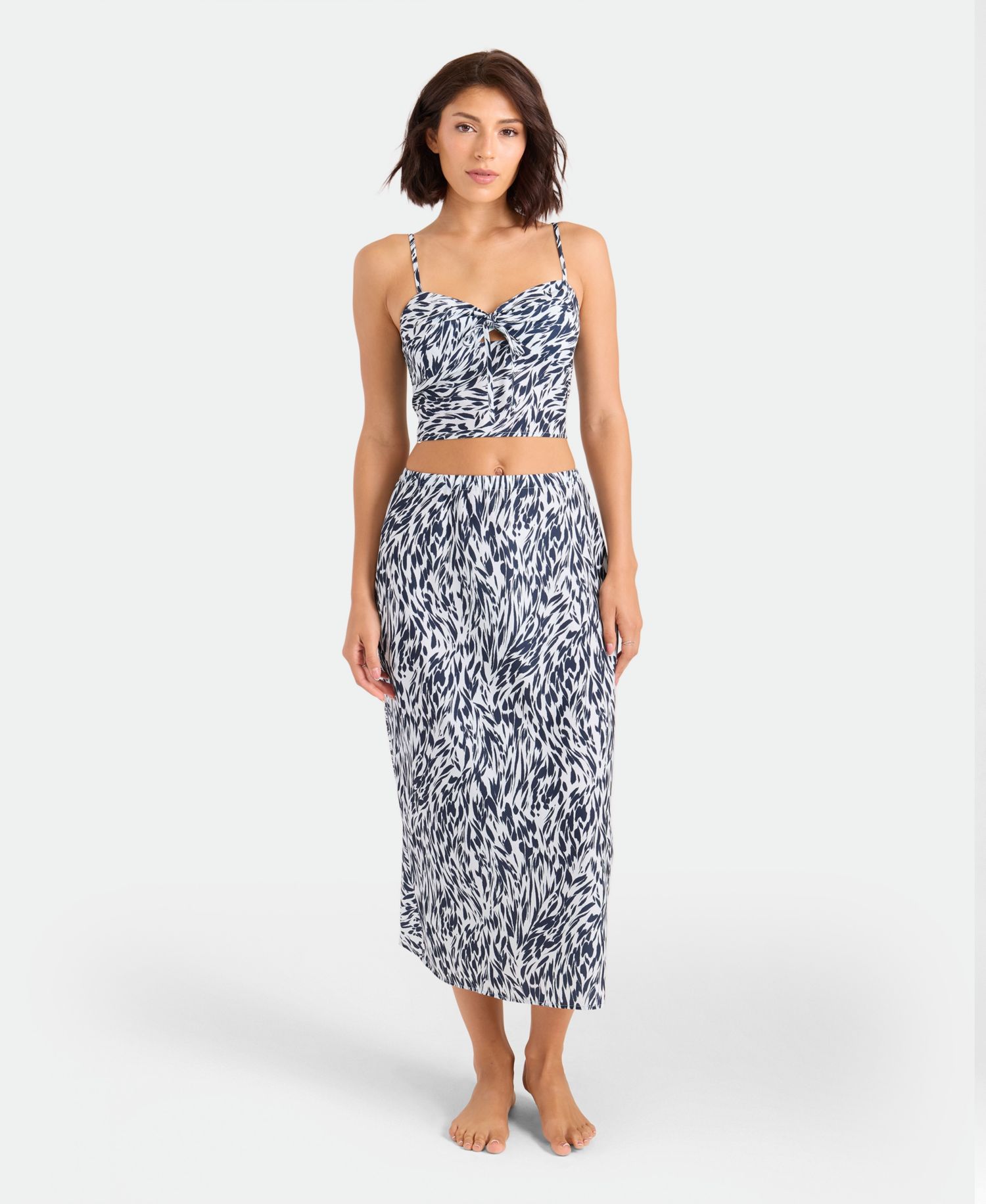 Women's Abstract Print Midi Swim Cover-Up Skirt