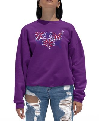 Women's USA Fireworks Word Art Crewneck Sweatshirt