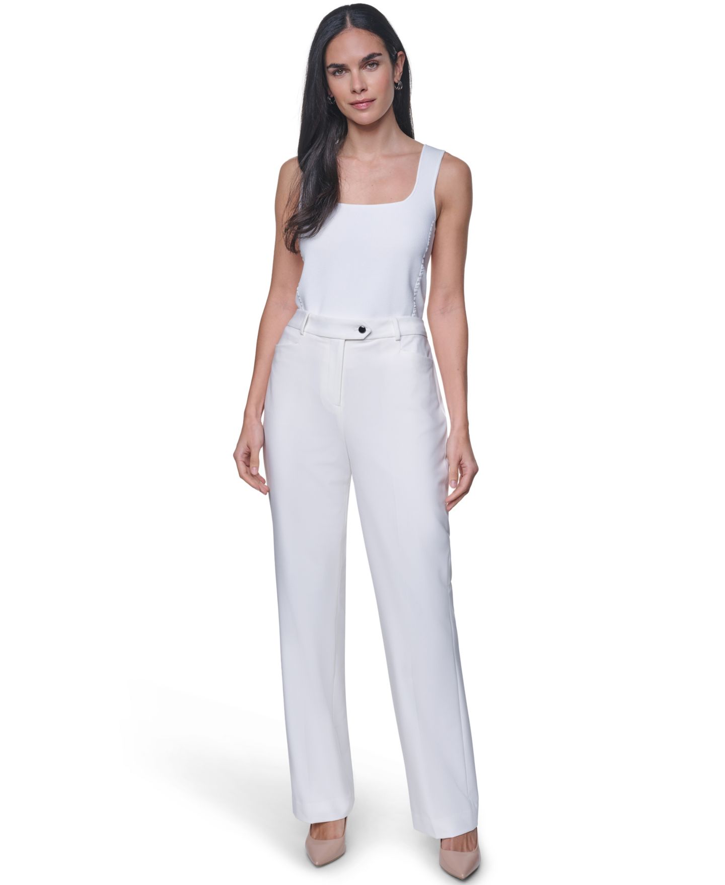 Женские брюки Calvin Klein Modern Fit Mid-Rise, цвет: Кремовый — фото 5