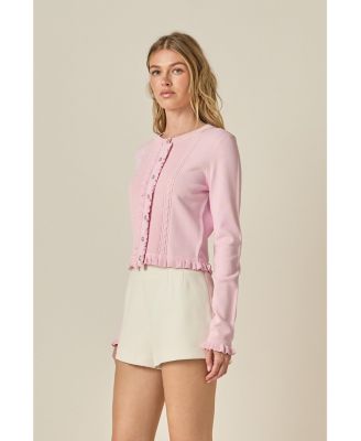 Women's Ruffle Placket Knitted Cardigan