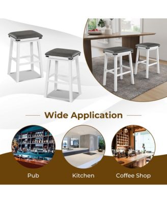 PU Leather Bar Stools Set of 4 30'' Counter Height Dining Stools w/ Upholstered Seat