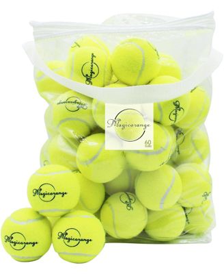 Pack of 60 Training Tennis Balls Bulk Practice Balls with Mesh Bag All Court Durable Felt for Beginners and Pet Playing