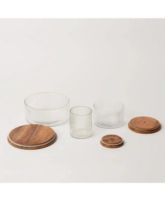 Fluted Glass Storage Jars - set of 3