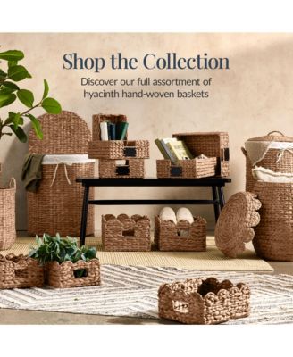 Half Moon Laundry Hamper w/ Lid, Half Round Laundry Basket, w/ Removable Liner & Handles