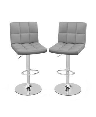 Set of 2 Adjustable Swivel Bar Stool Counter Height Bar Chair PU Leather