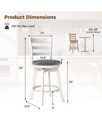 25" Swivel Barstools Set of 2, 360degree(s) Rotating Bar/Counter Height Chairs with Upholstered Seat