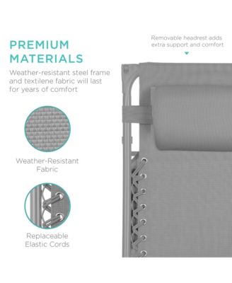 Folding Zero Gravity Recliner Patio Lounge Chair w/ Canopy Shade, Headrest, Tray