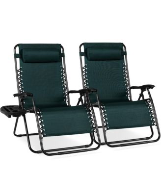 Set of 2 Extra Wide Zero Gravity Lounge Chair Recliners w/ Cup Holder