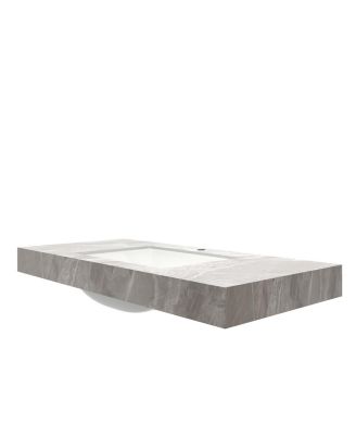 48" Light Gray Sintered Stone Countertop Ceramic Basin, No Cabinet No Faucet