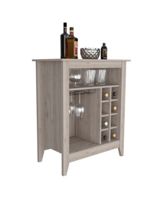 38 Bar-Coffee Cart with 8 Bottle Racks, 1 Cup Holder and Central Shelf