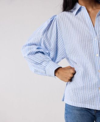Women's Long Balloon Sleeves Striped Shirt