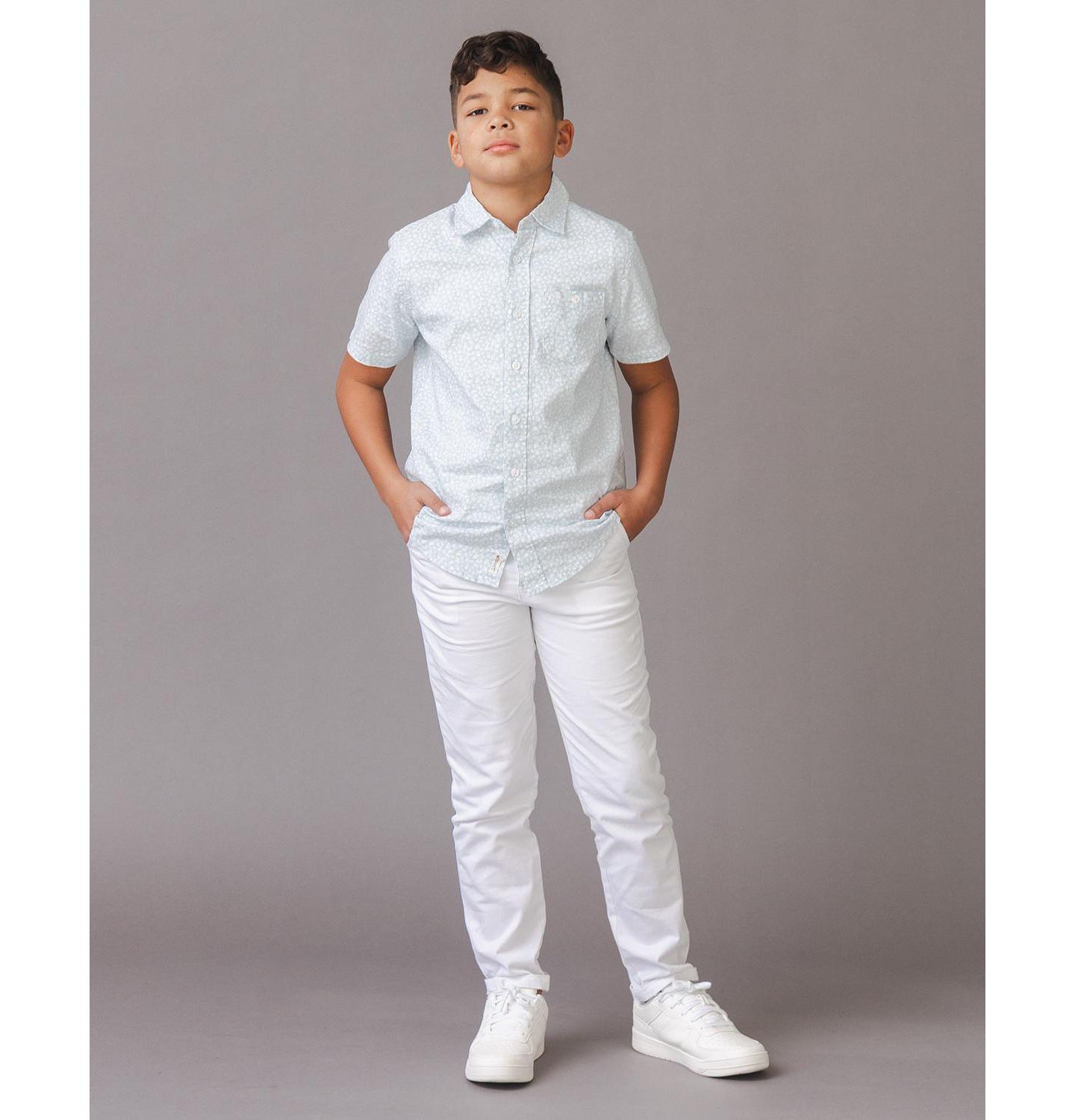 Рубашка Hope & Henry Linen Short Sleeve Shirt для мальчиков, цвет: Синий — фото 2