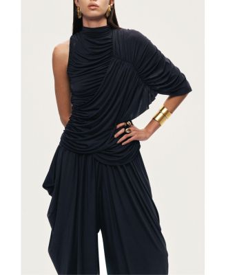 Women's Asymmetric Draped Blouse