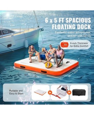 6 x 5 ft Inflatable Floating Dock Platform with Carry Bag