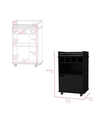 Bar Cart for Living Room with Bottle Storage and Open Shelf