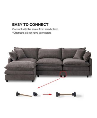 L-Shaped Modular Sectional Sofa, 105" 3-Seater Convertible Chenille Couch with Removable Ottoman for Living Room Decor