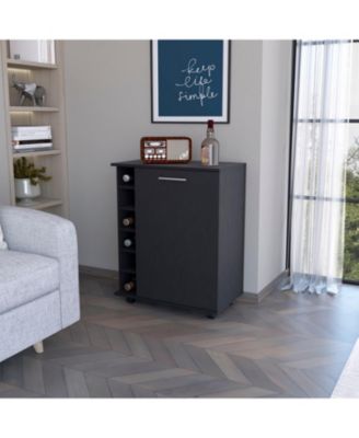 Wenge 6-Bottle Rack Bar Cart with Concealed Storage