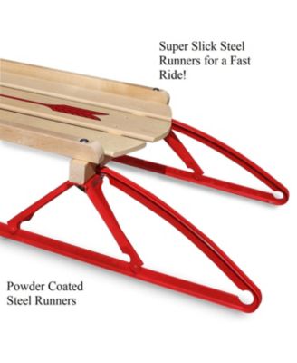 Metal Runner Steel/Wood 60" Long Snow Slider Sled for Kids