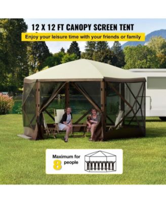  6-Sided Pop-Up Gazebo Screen Tent with Mesh Windows