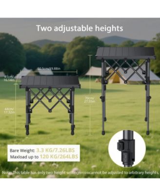 Folding Camping Table Aluminum Roll Top Adjustable Height Camping Outdoor Recreation Gear