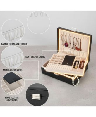 Travel Jewelry Organizer PU Leather Storage Case Necklace Earring Holder Display Tray