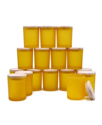 Glass Candle Jars with Wood Lids 16 Pack