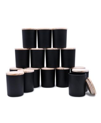 Glass Candle Jars with Wood Lids 16 Pack