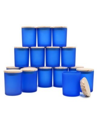 Glass Candle Jars with Wood Lids 16 Pack